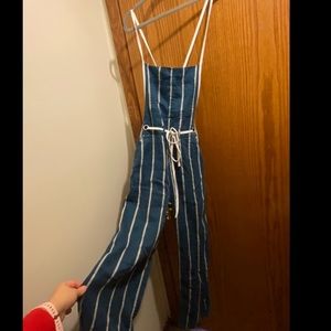 NWT Outerknown blue striped Topanga overalls